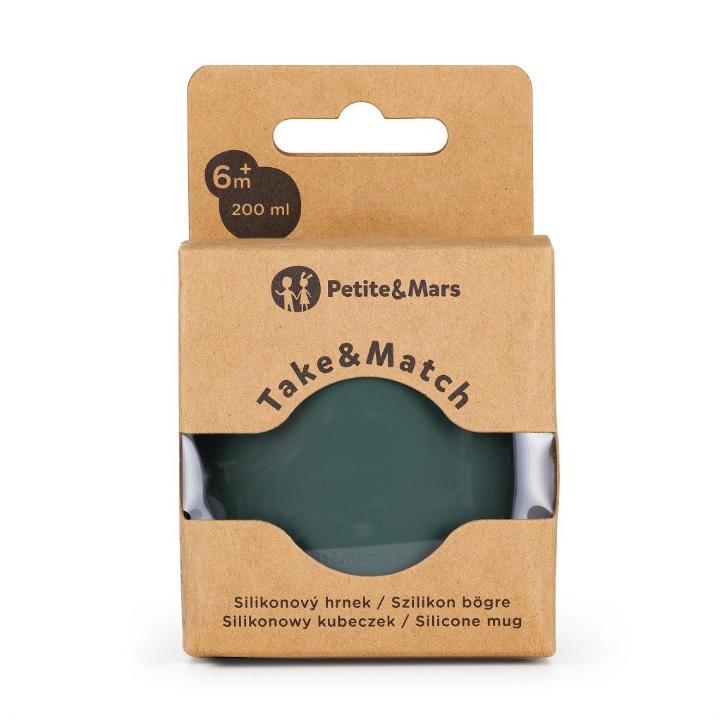 PETITE&MARS Szilikon bögre Take&Match Misty Green 6m+