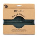 PETITE&MARS Szilikon osztott tányér, ovális Take&Match Misty Green 6m+