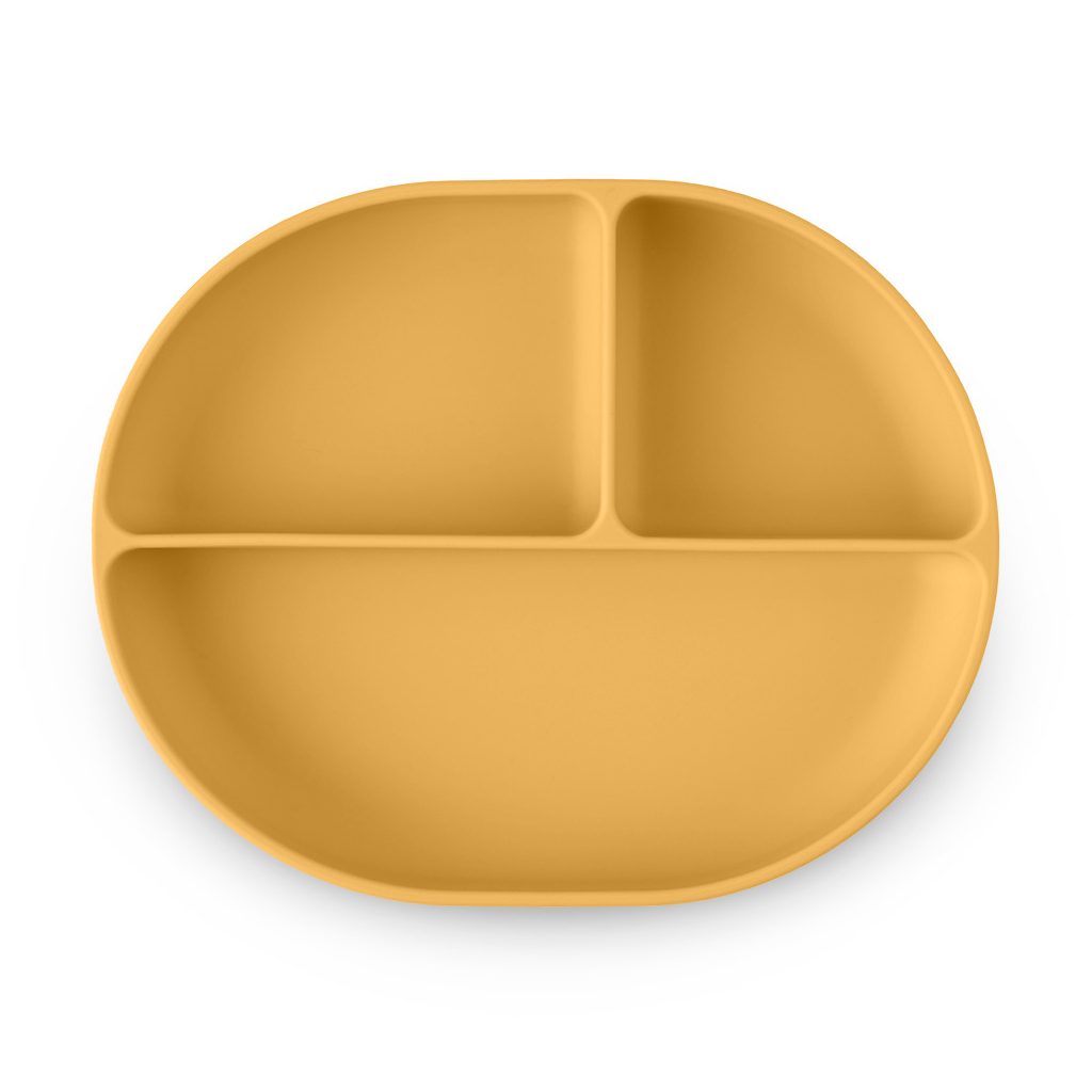 PETITE&MARS Szilikon osztott tányér, ovális Take&Match Intense Ochre 6m+