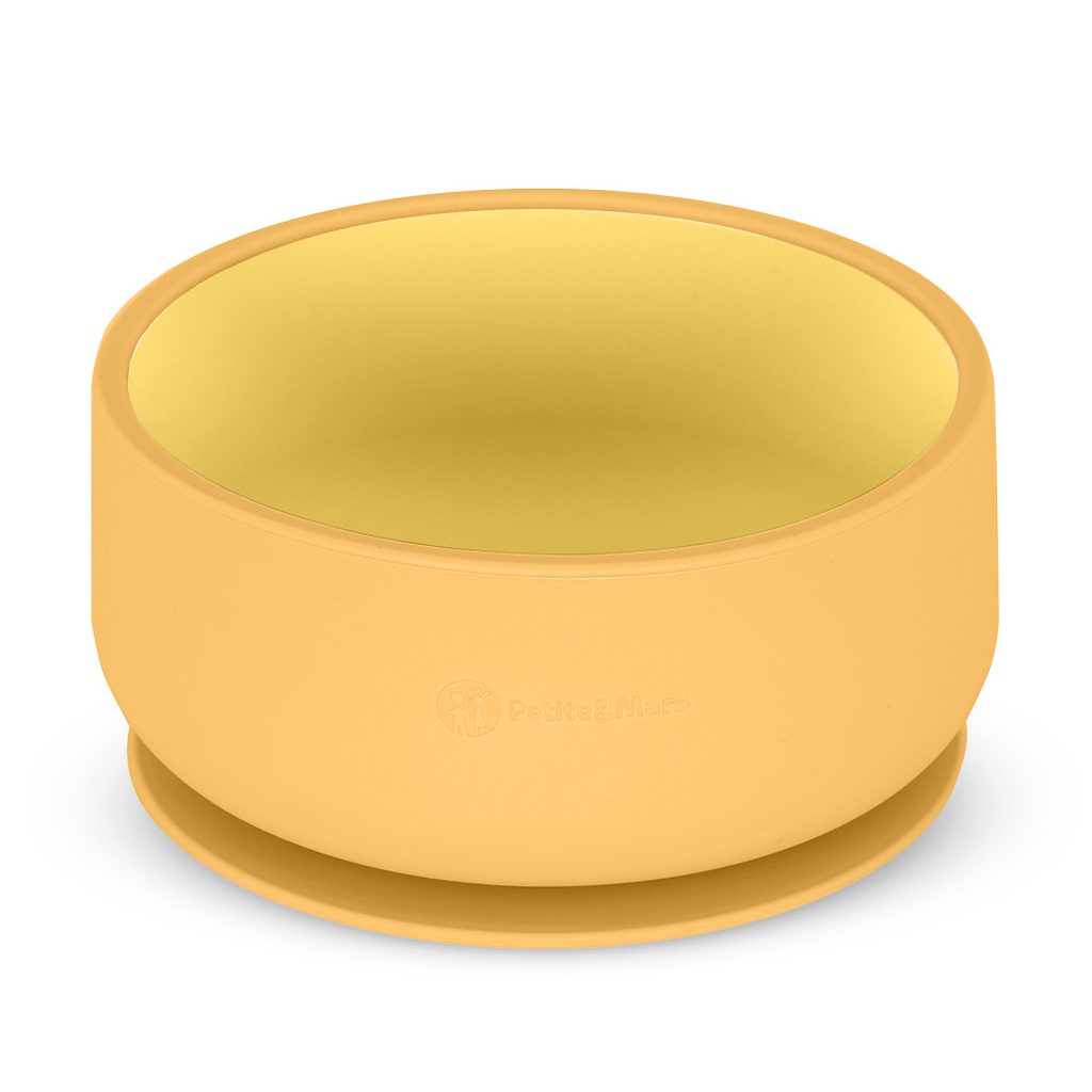 PETITE&MARS Kétszínű szilikon tál Take&Match Intense Ochre 6m+