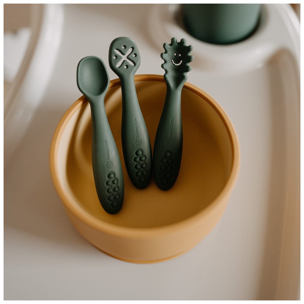 PETITE&MARS Kétszínű szilikon tál Take&Match Intense Ochre 6m+