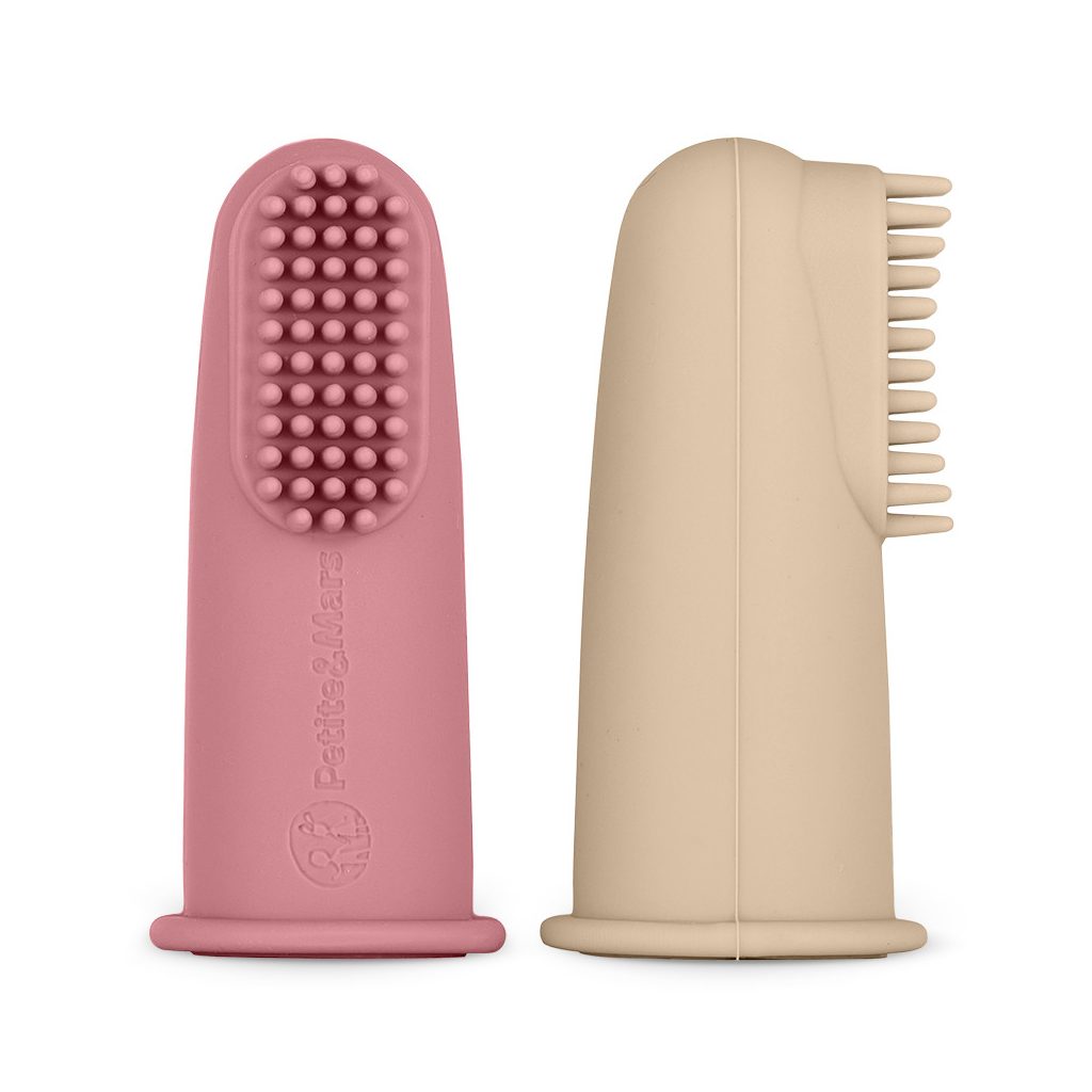 PETITE&MARS Szilikon ujjra húzható fogkefe szett Rose&Sand 2 db 0m+