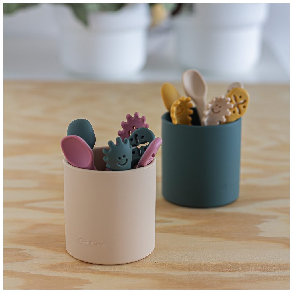 PETITE&MARS Szilikon gyakorló kanál szett 3 db Take&Match Desert Sand 6m+