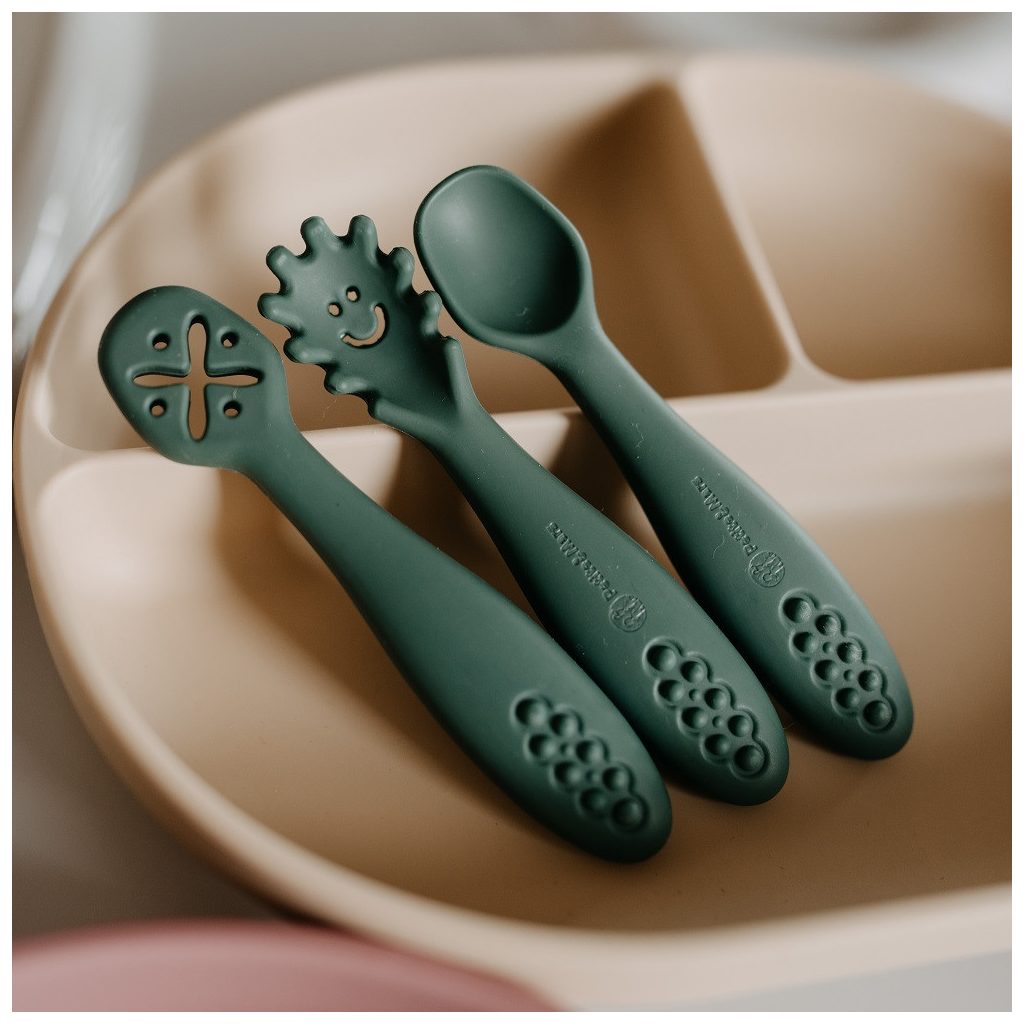 PETITE&MARS Szilikon gyakorló kanál szett 3 db Take&Match Dusty Rose 6m+