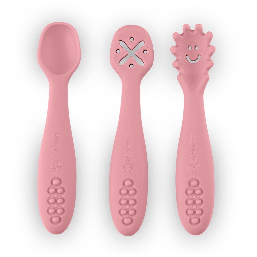 PETITE&MARS Szilikon gyakorló kanál szett 3 db Take&Match Dusty Rose 6m+