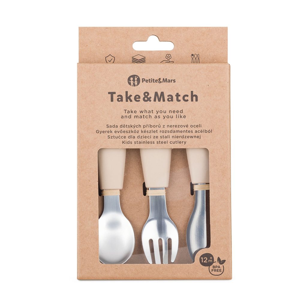 PETITE&MARS Rozsdamentes acél evőeszközkészlet Take&Match Desert Sand 12m+
