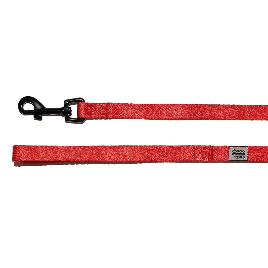 EXPLORER DOG  Póráz  piros topográfia S - 120x1,5 cm