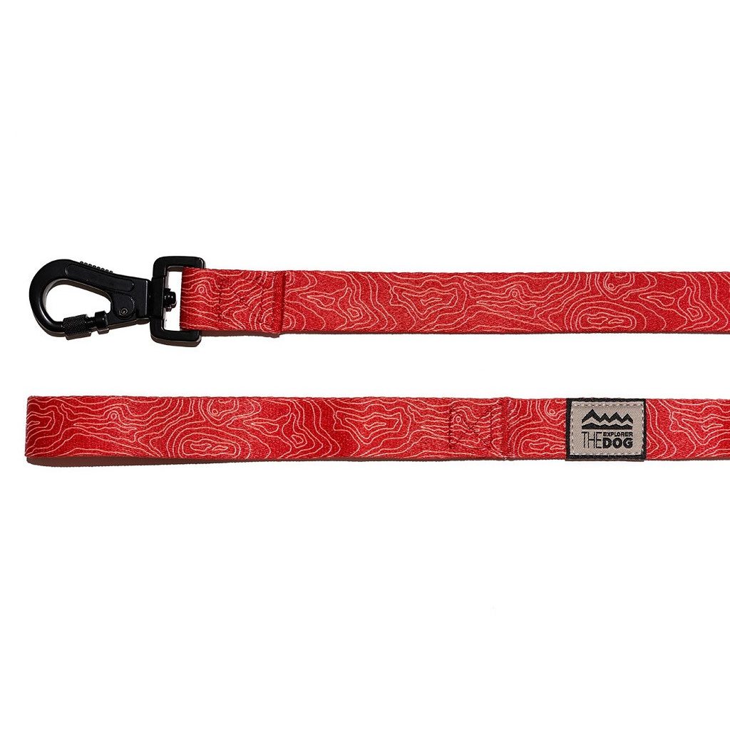 EXPLORER DOG Póráz piros-topográfia L - 170x2,5 cm