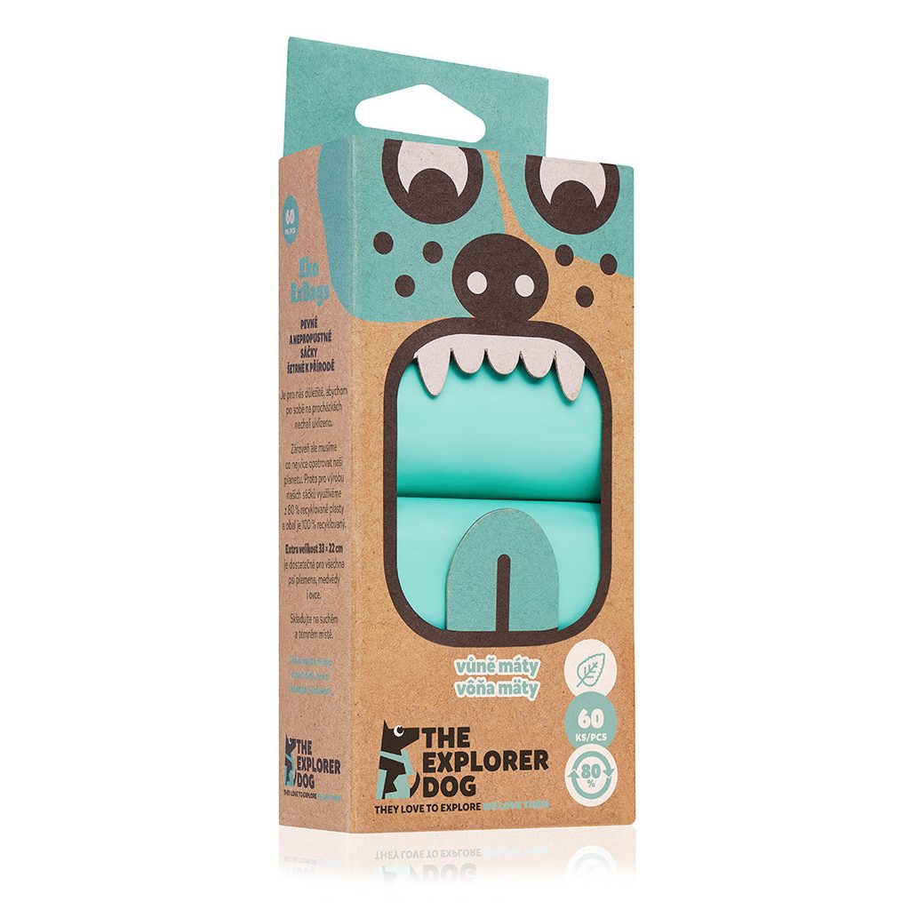EXPLORER DOG menta illatú újrahasznosított kutyaürülék zacskók 60 db