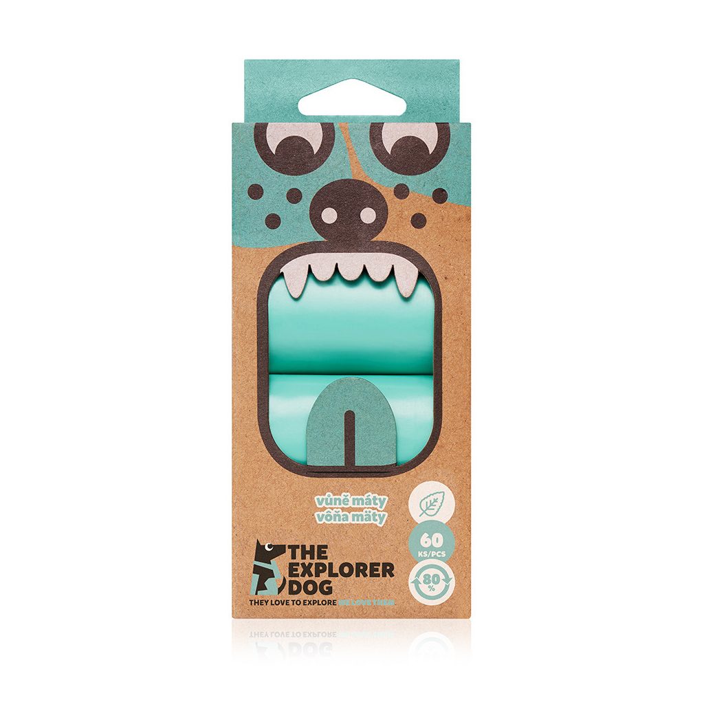 EXPLORER DOG menta illatú újrahasznosított kutyaürülék zacskók 60 db