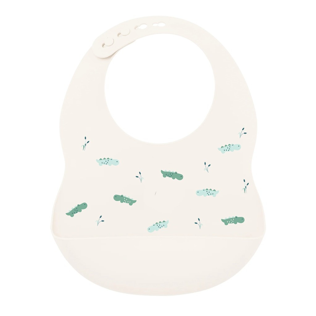 NATTOU szilikonos előke csattal, BPA-mentes, fehér