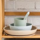 NATTOU Szilikon étkészlet 4 db-os homok-zöld BPA mentes