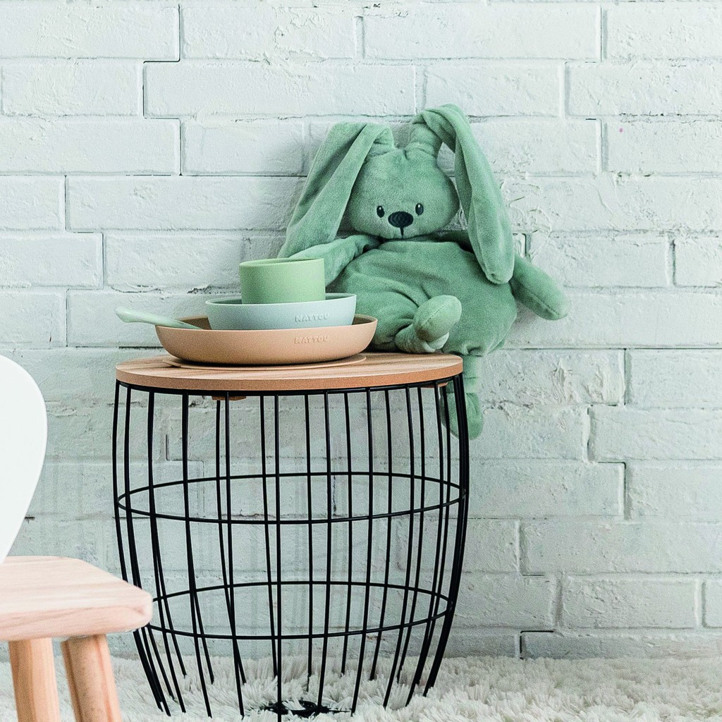 NATTOU Szilikon étkészlet 4 db-os homok-zöld BPA mentes