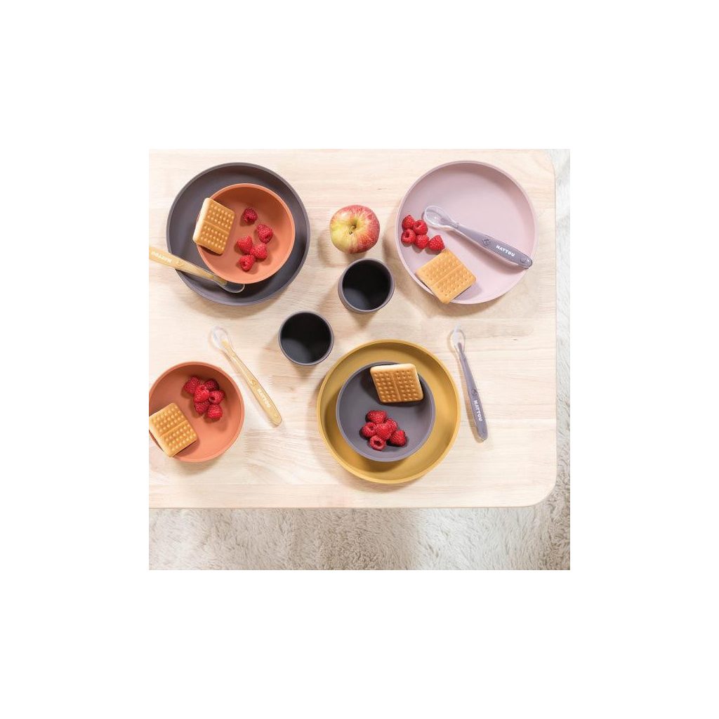 NATTOU Szilikon étkészlet 4 db-os barna -terrakotta BPA mentes