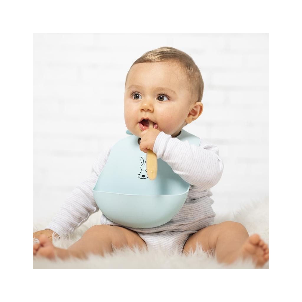 NATTOU Szilikon előke rögzítéssel világoskék BPA mentes