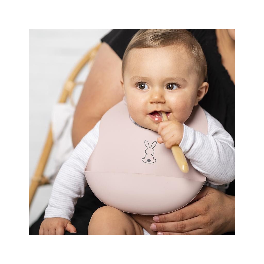 NATTOU Szilikon előke rögzítéssel rózsaszín BPA mentes