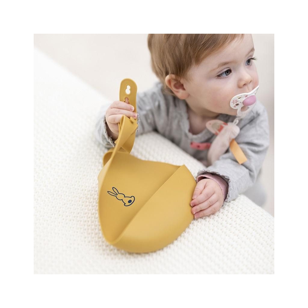 NATTOU Szilikon előke rögzítéssel okkersárga BPA mentes