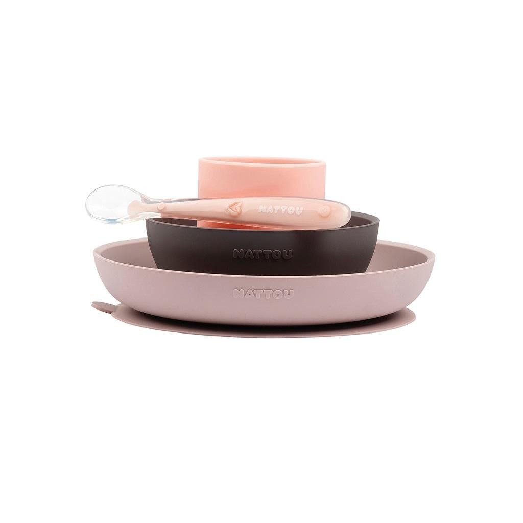 NATTOU  Szilikon étkészlet 4 db-os rózsaszín-lila BPA mentes