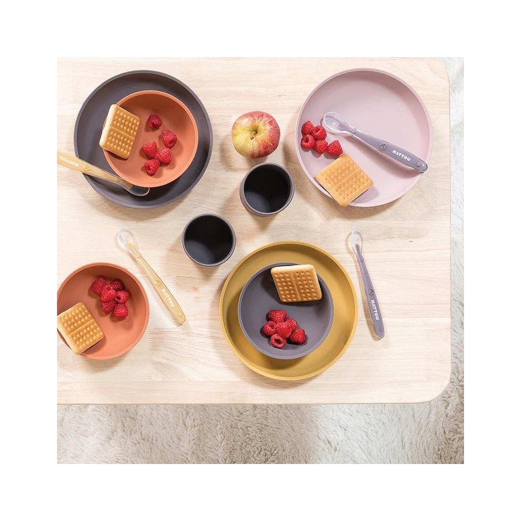 NATTOU  Szilikon étkészlet 4 db-os rózsaszín-lila BPA mentes