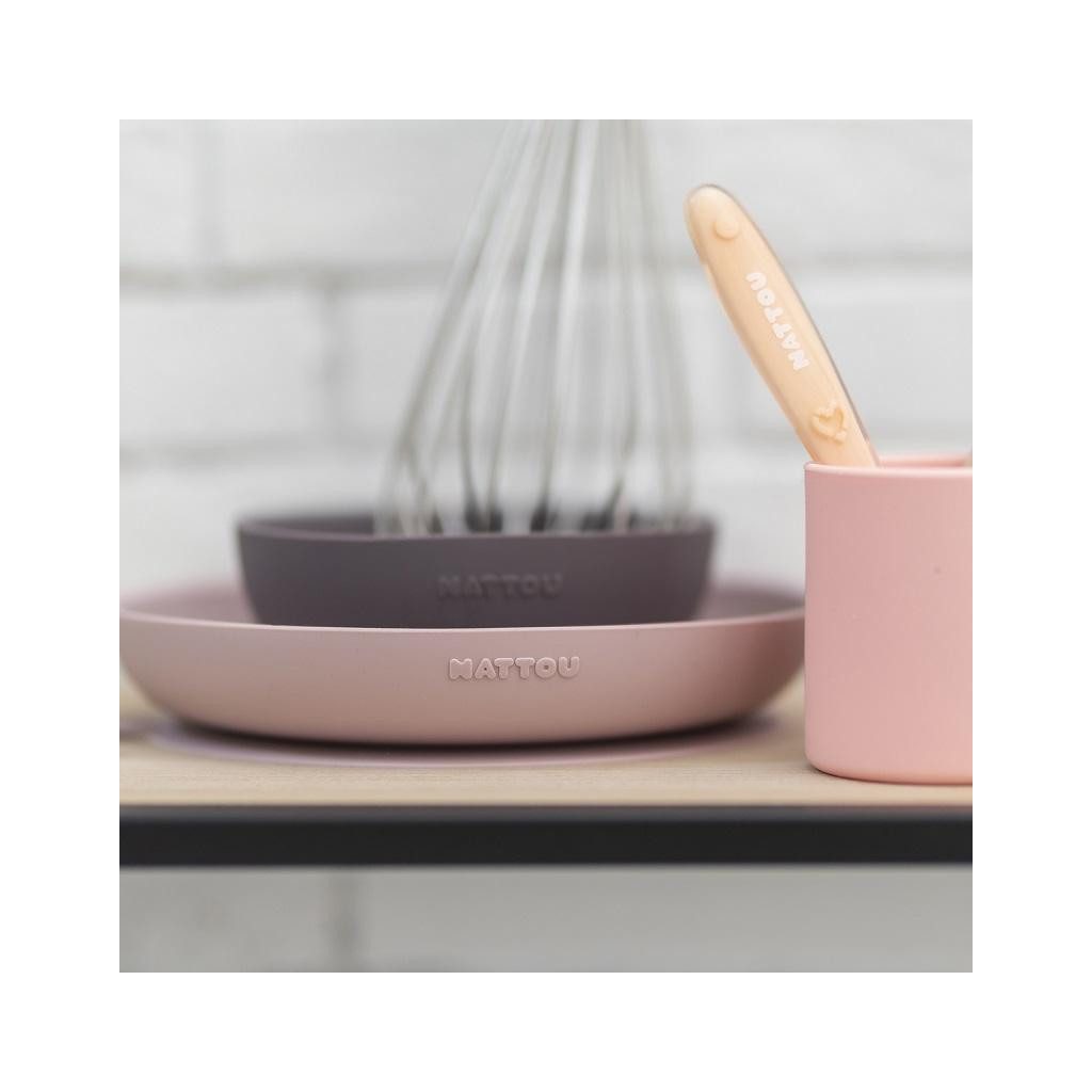 NATTOU  Szilikon étkészlet 4 db-os rózsaszín-lila BPA mentes