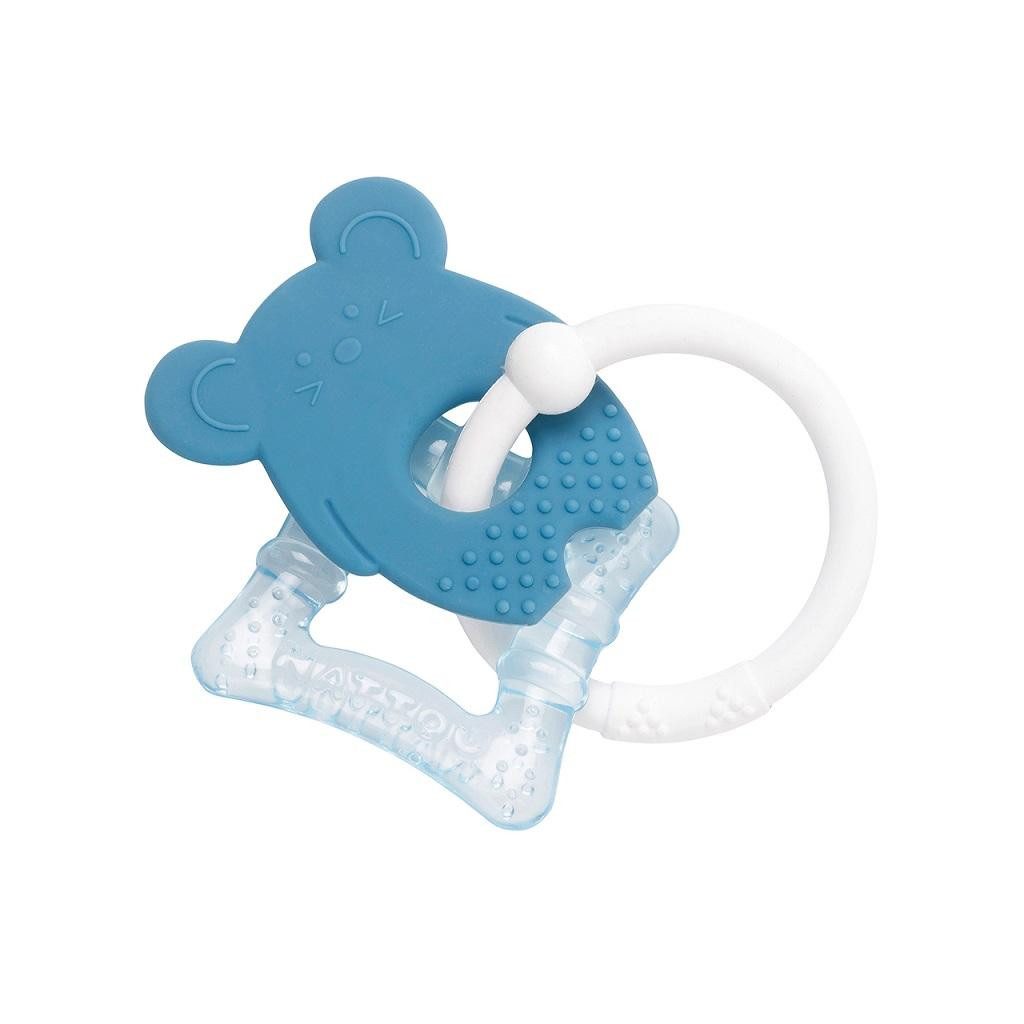 NATTOU Szilikon rágóka hűthető résszel BPA mentes kék egér