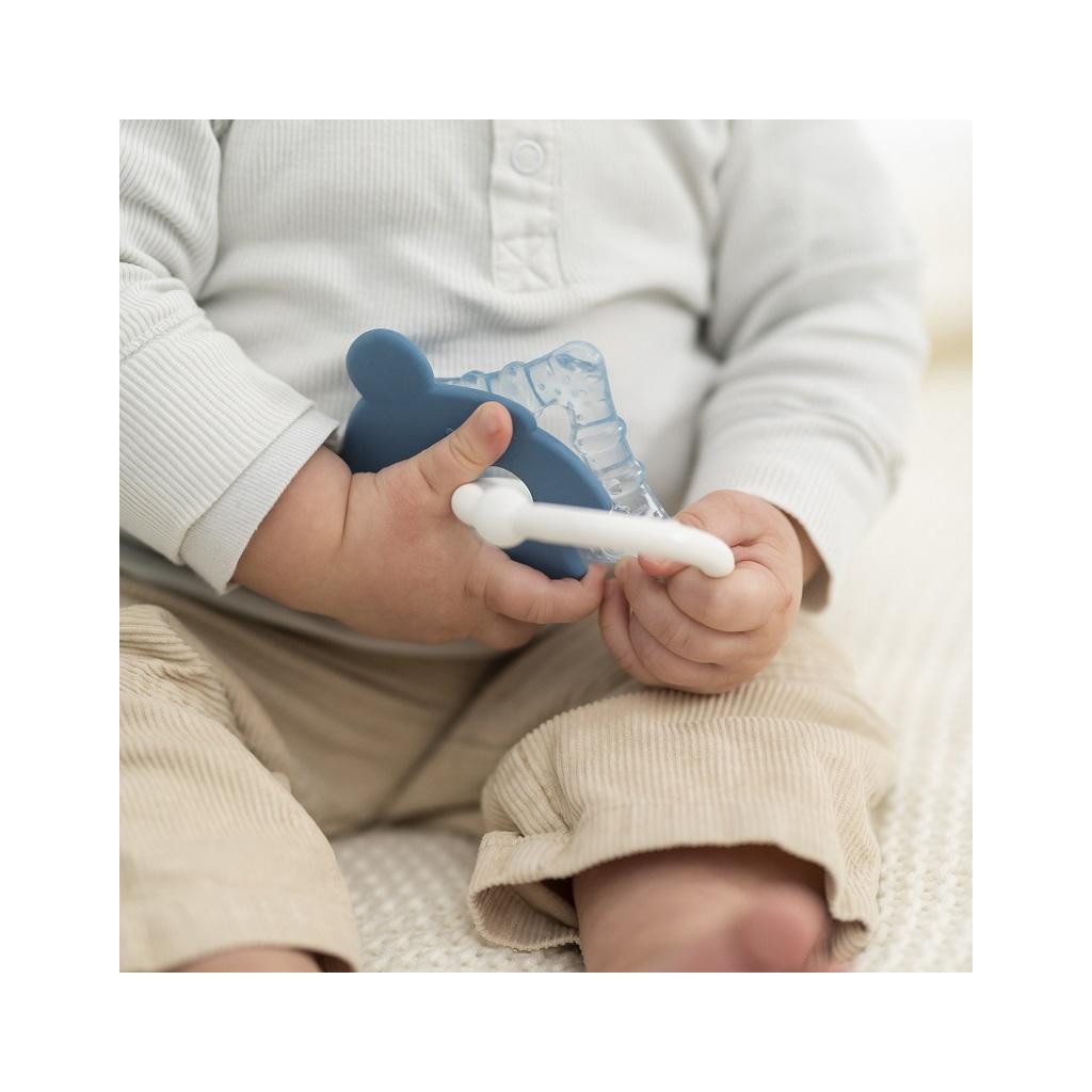 NATTOU Szilikon rágóka hűthető résszel BPA mentes kék egér