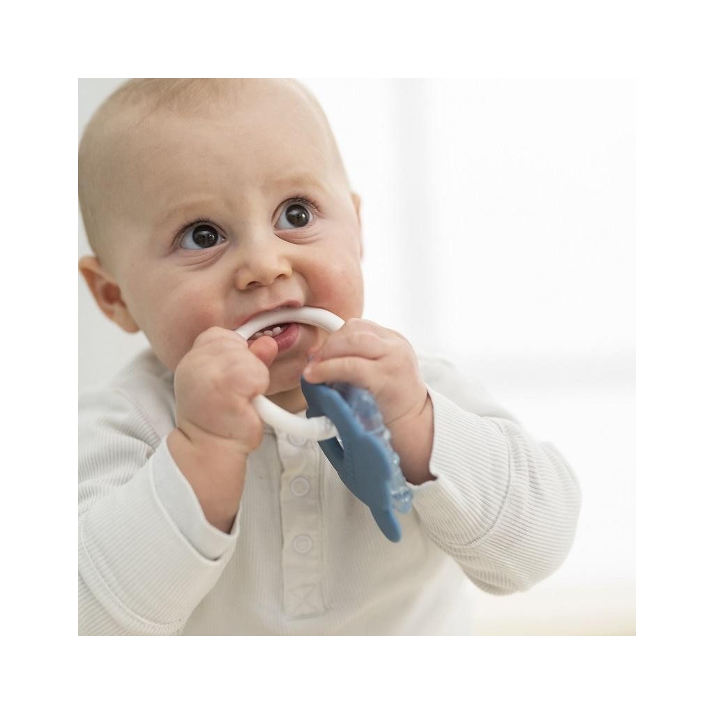 NATTOU Szilikon rágóka hűthető résszel BPA mentes kék egér