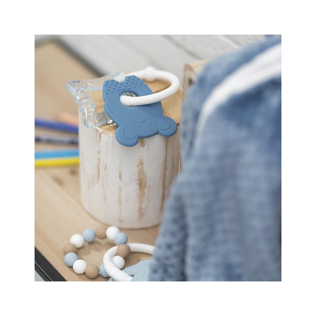 NATTOU Szilikon rágóka hűthető résszel BPA mentes kék egér