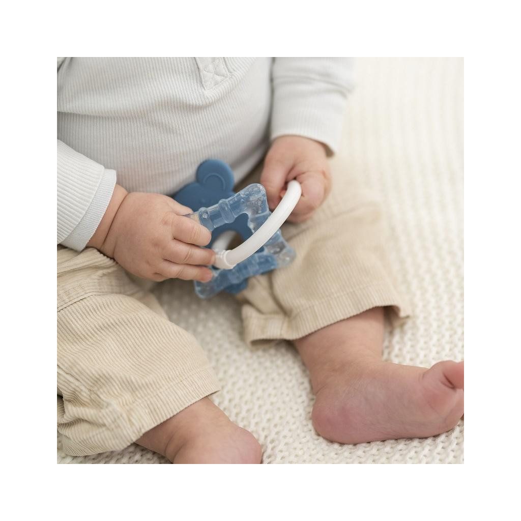 NATTOU Szilikon rágóka hűthető résszel BPA mentes kék egér