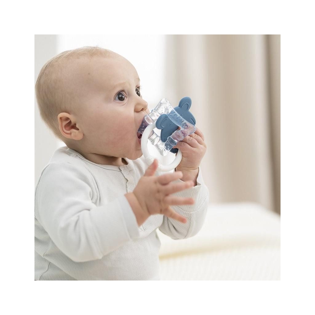 NATTOU Szilikon rágóka hűthető résszel BPA mentes kék egér