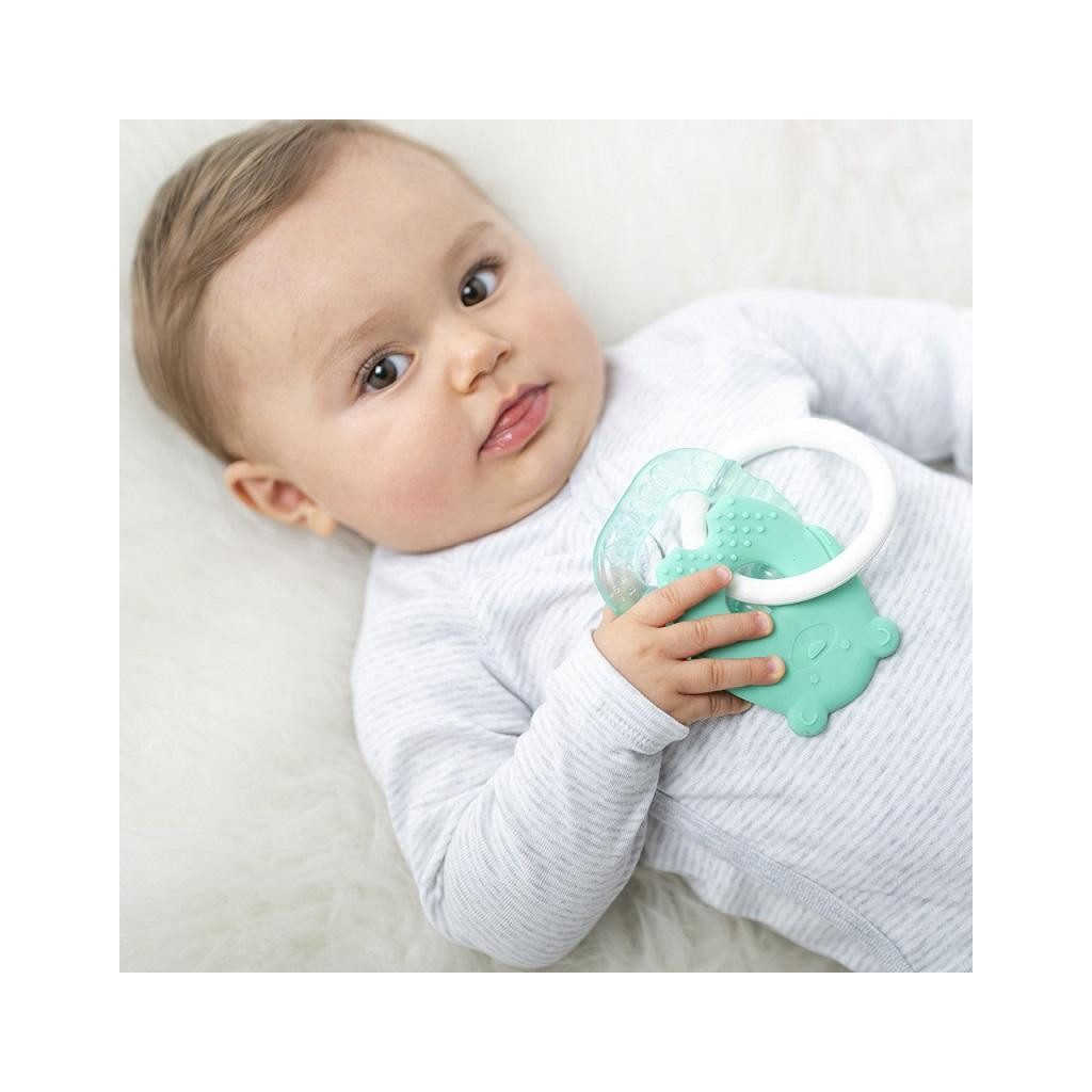 NATTOU Szilikon rágóka hűthető résszel BPA mentes zöld mackó