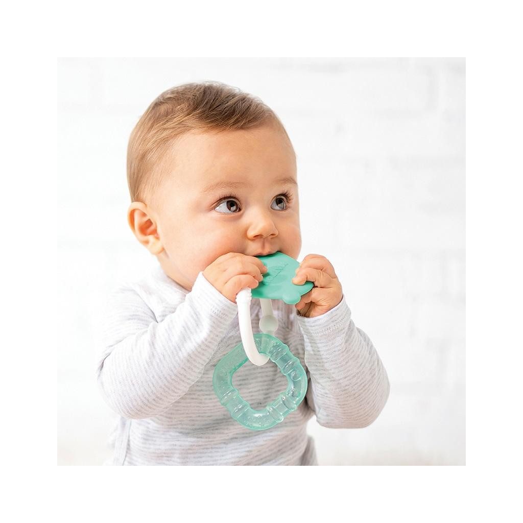 NATTOU Szilikon rágóka hűthető résszel BPA mentes zöld mackó