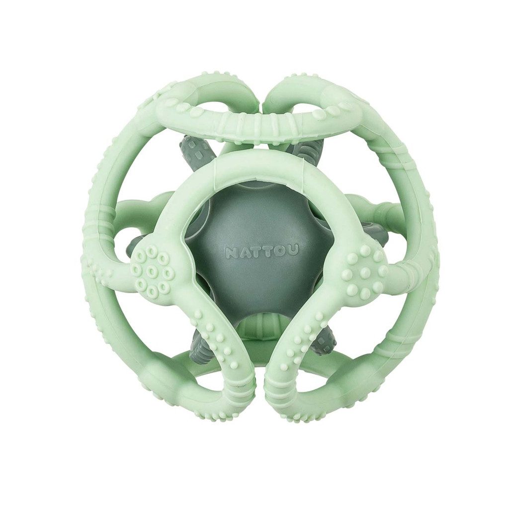 NATTOU  Szilikon rágóka labda 2in1 BPA mentes 10 cm mint
