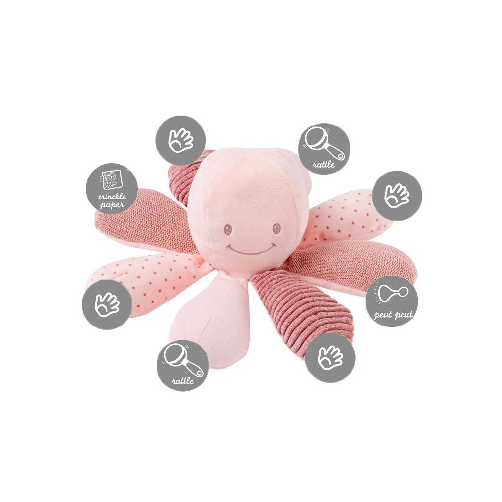 NATTOU Fejlesztő játék polip 8 aktivitás Lapidou pink