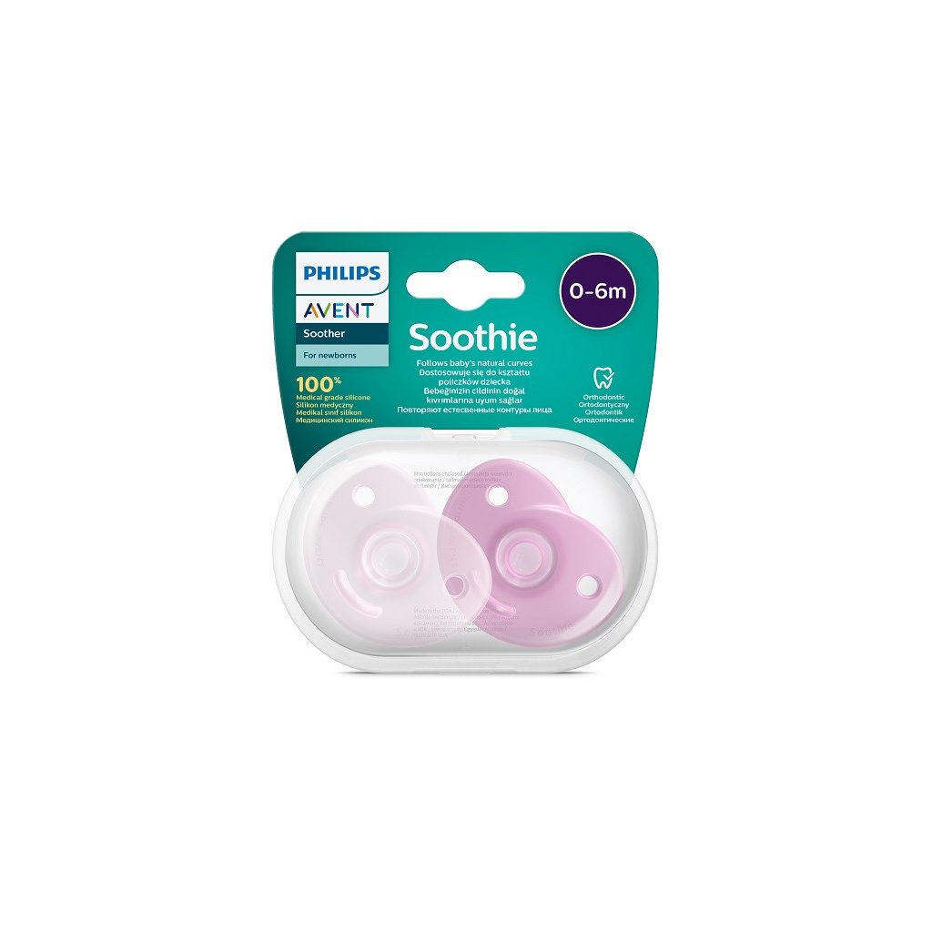 Avent SCF099/22 Soothie szilikon játszócumi 0-6 hó  Lány - 2 db