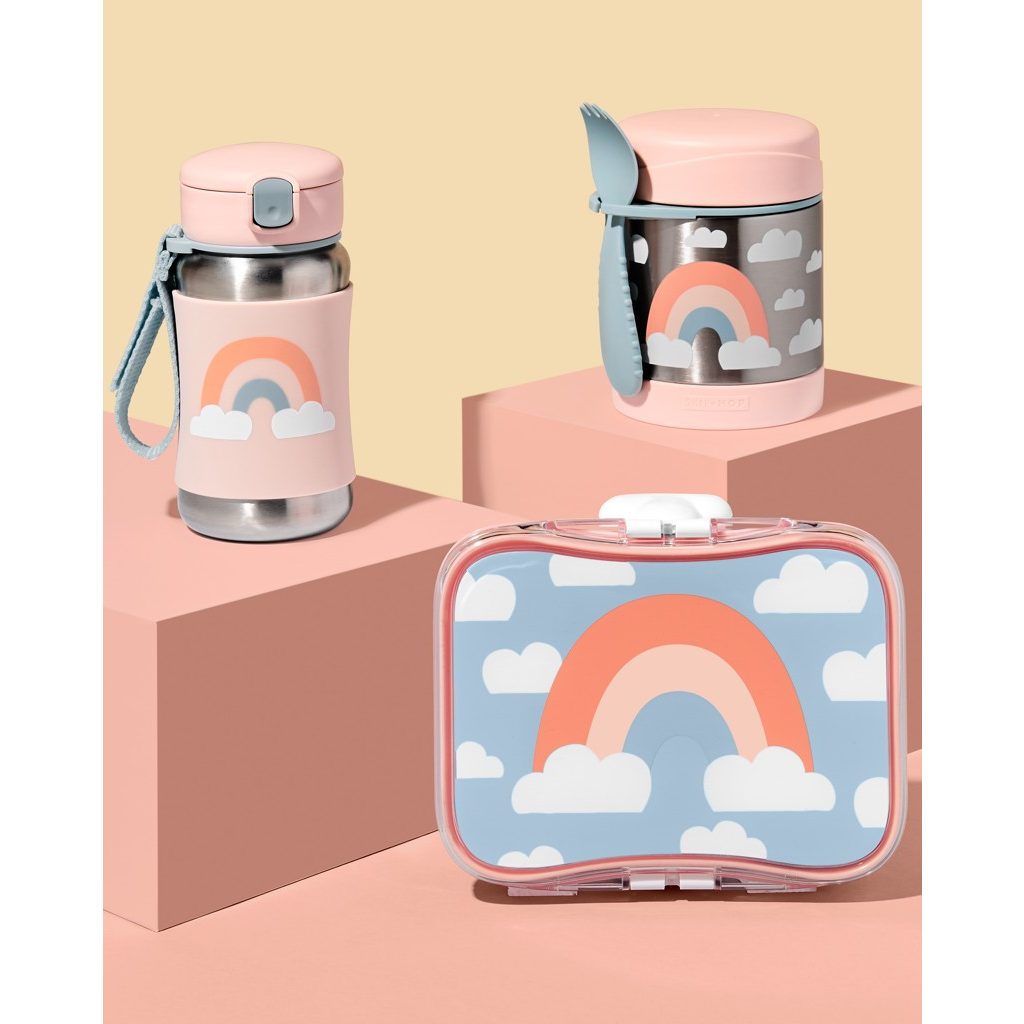 SKIP HOP Spark Style Szívószálas rozsdamentes acél vízüveg Szivárvány 12h+