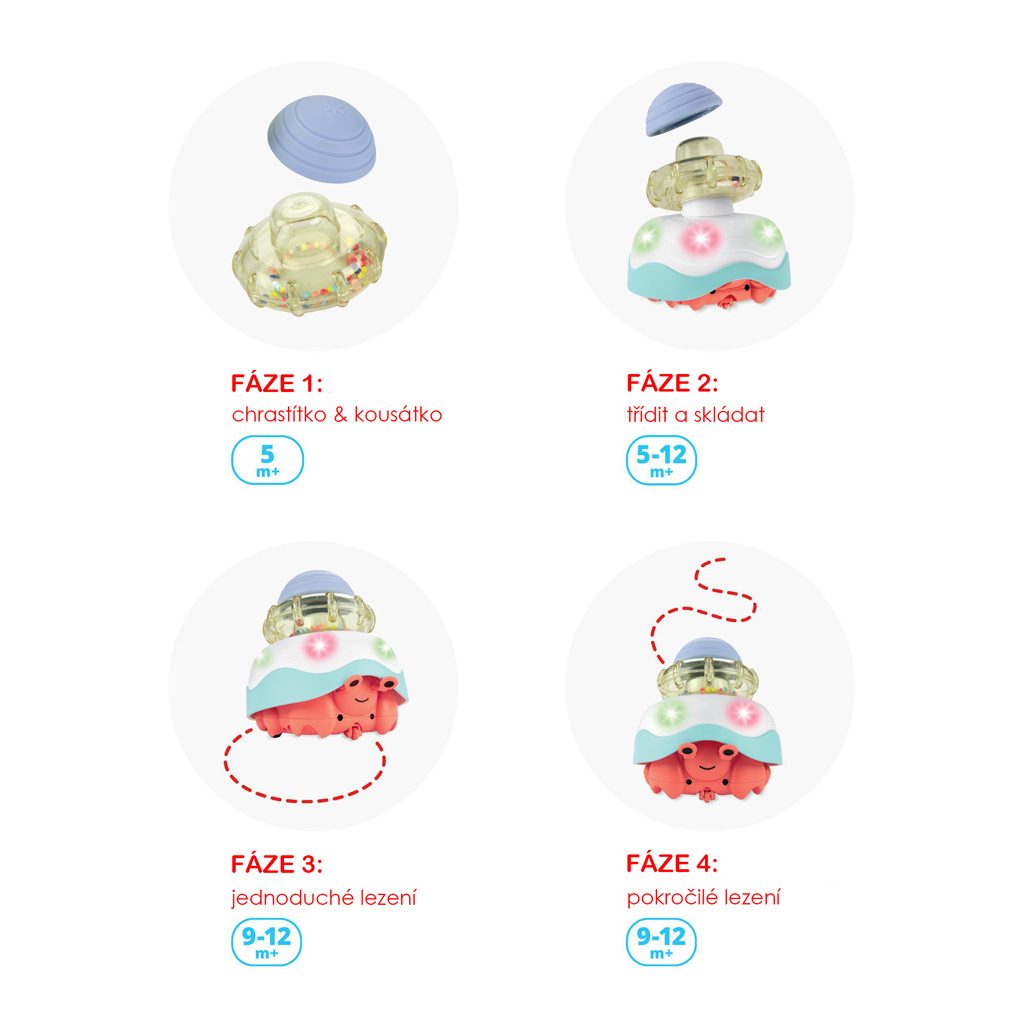 SKIP HOP Hračka aktívna na podporu plazenia Krab 4v1 5m+