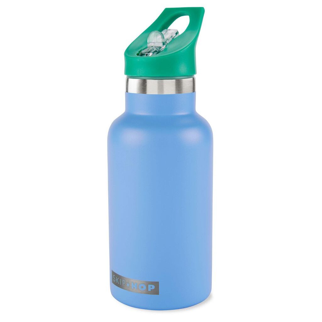 SKIP HOP FÄ¾aÅ¡a s nÃ¡lepkami so slamkovÃ½m nÃ¡ustkom nerezovÃ¡ modrÃ¡ 380 ml, 4r+