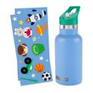 SKIP HOP FÄ¾aÅ¡a s nÃ¡lepkami so slamkovÃ½m nÃ¡ustkom nerezovÃ¡ modrÃ¡ 380 ml, 4r+