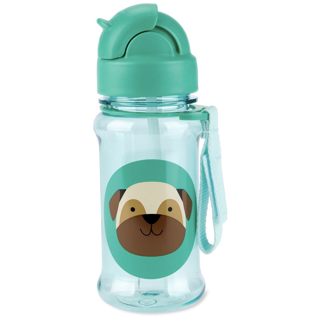 SKIP HOP Zoo Tritán Szívószálas Palack 355ml Mopsz 12hó+