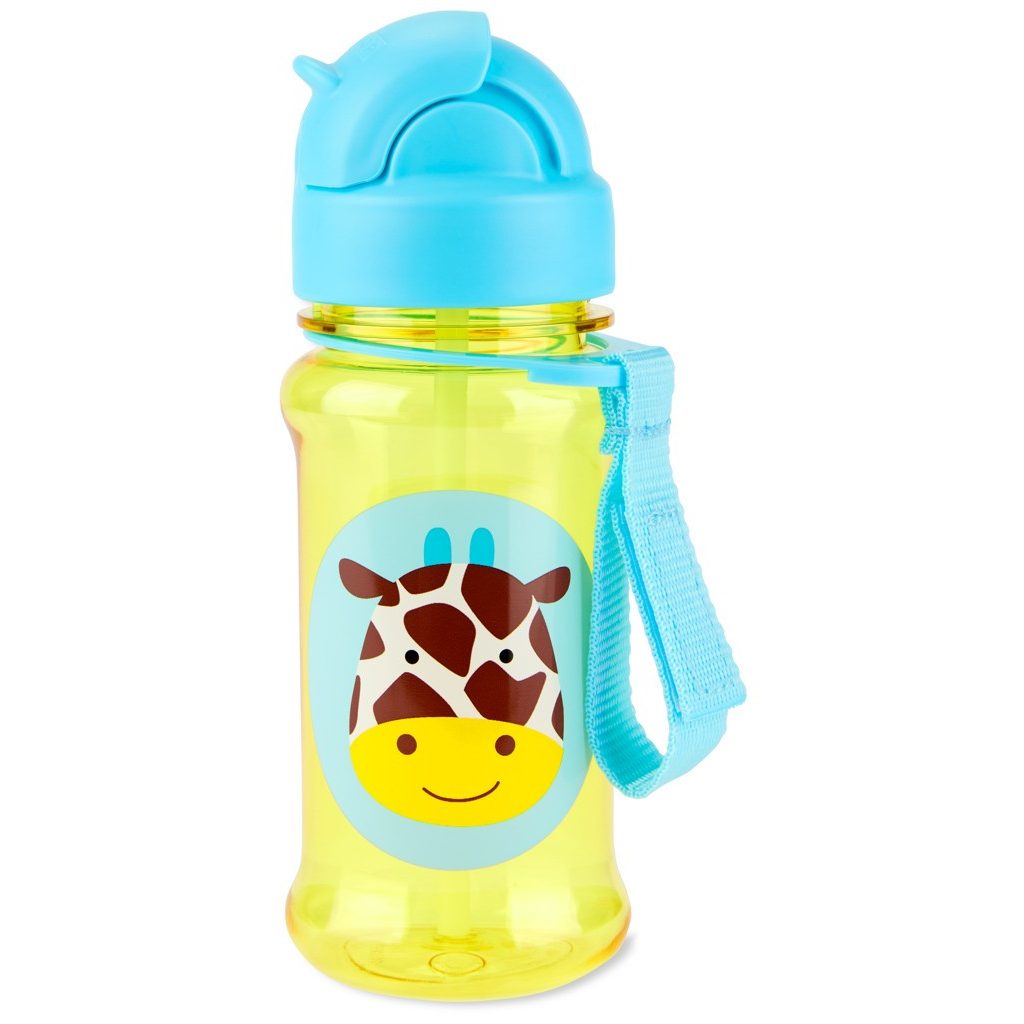 SKIP HOP Zoo Tritán Szívószálas Palack 355ml Zsiráf 12hó+