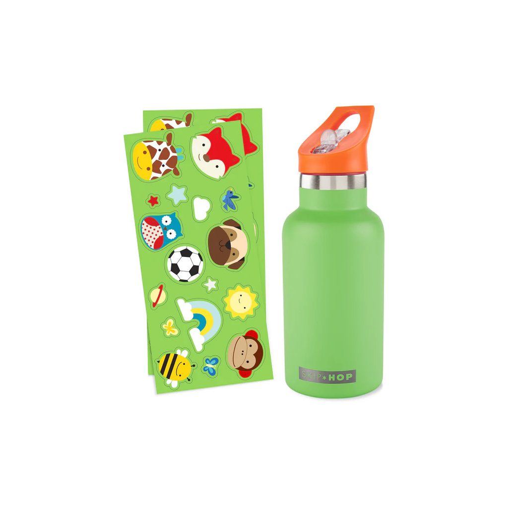 SKIP HOP FÄ¾aÅ¡a s nÃ¡lepkami so slamkovÃ½m nÃ¡ustkom nerezovÃ¡ zelenÃ¡ 380 ml, 4r+