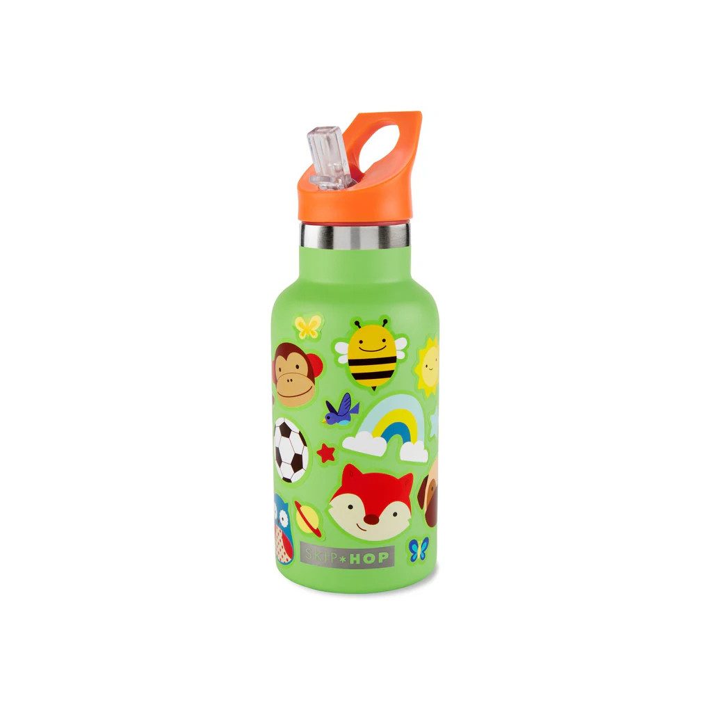 SKIP HOP FÄ¾aÅ¡a s nÃ¡lepkami so slamkovÃ½m nÃ¡ustkom nerezovÃ¡ zelenÃ¡ 380 ml, 4r+