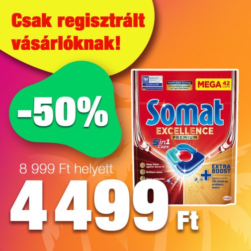 Somat Excellence Premium 5in1 gépi mosogatószer kapszula 819 g (42 db)