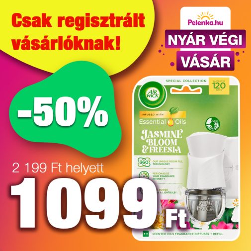 Air Wick elektromos légfrissítő készülék, Virágzó jázmin és frézia utántöltővel (19 ml)