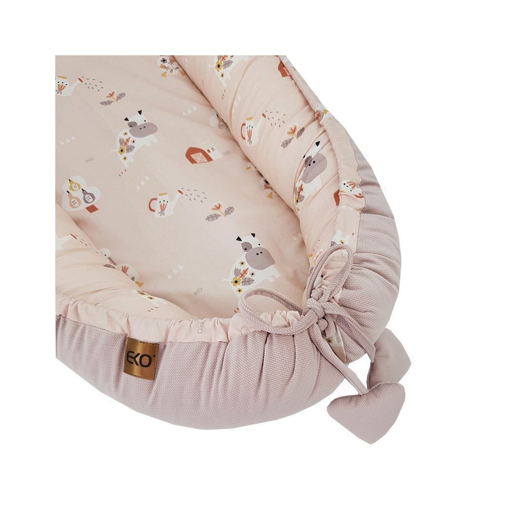 EKO Bölcső a babának VELVET My farm Powder pink 90x60 cm
