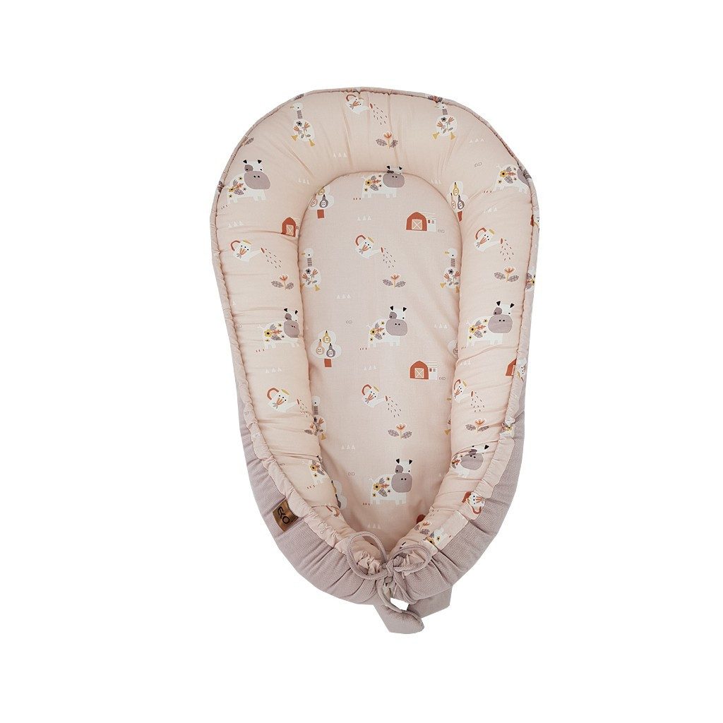 EKO Bölcső a babának VELVET My farm Powder pink 90x60 cm