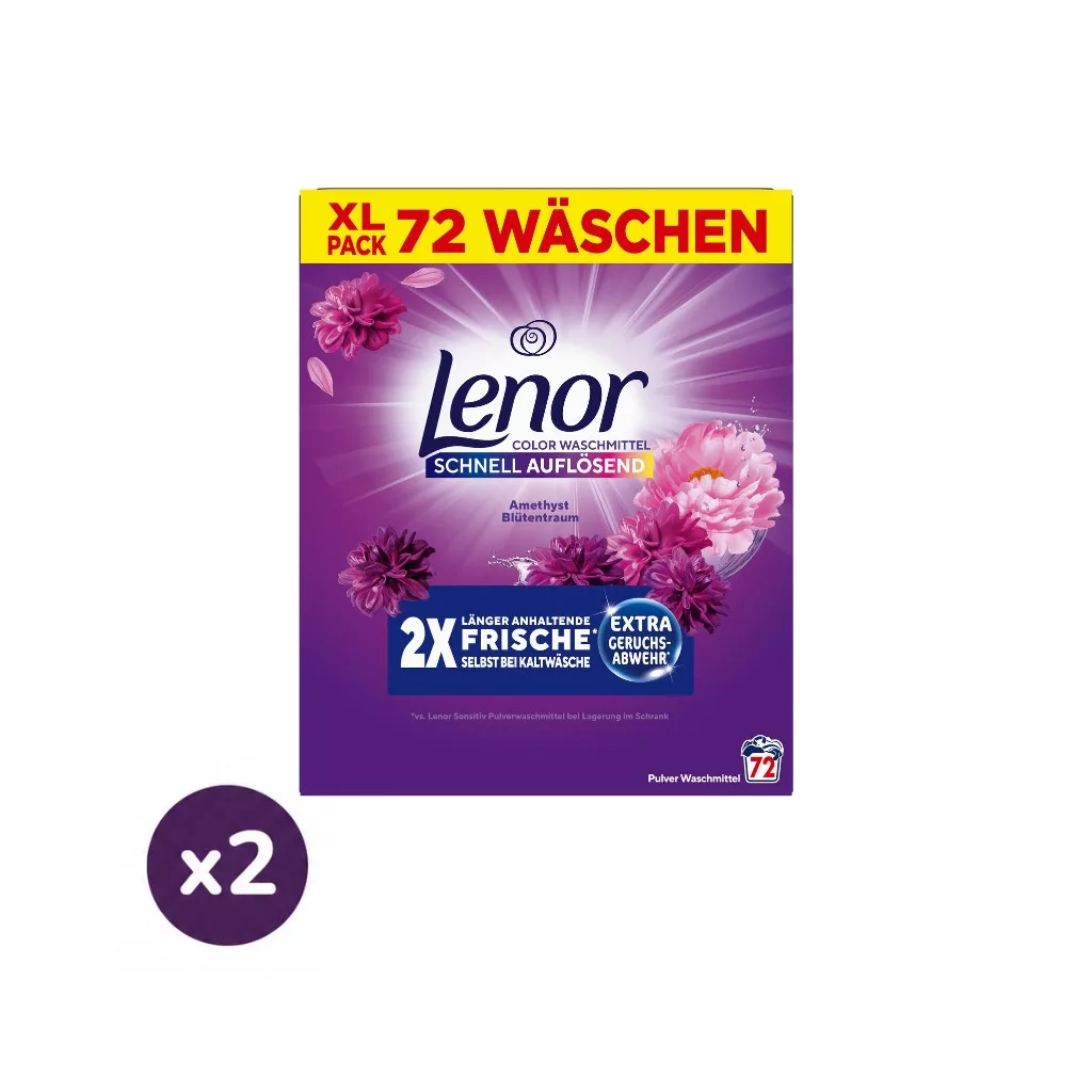 Lenor Amethyst Flower Bloom Color Gyorsan Oldódó Mosópor 2x3,6 kg (144 mosás)