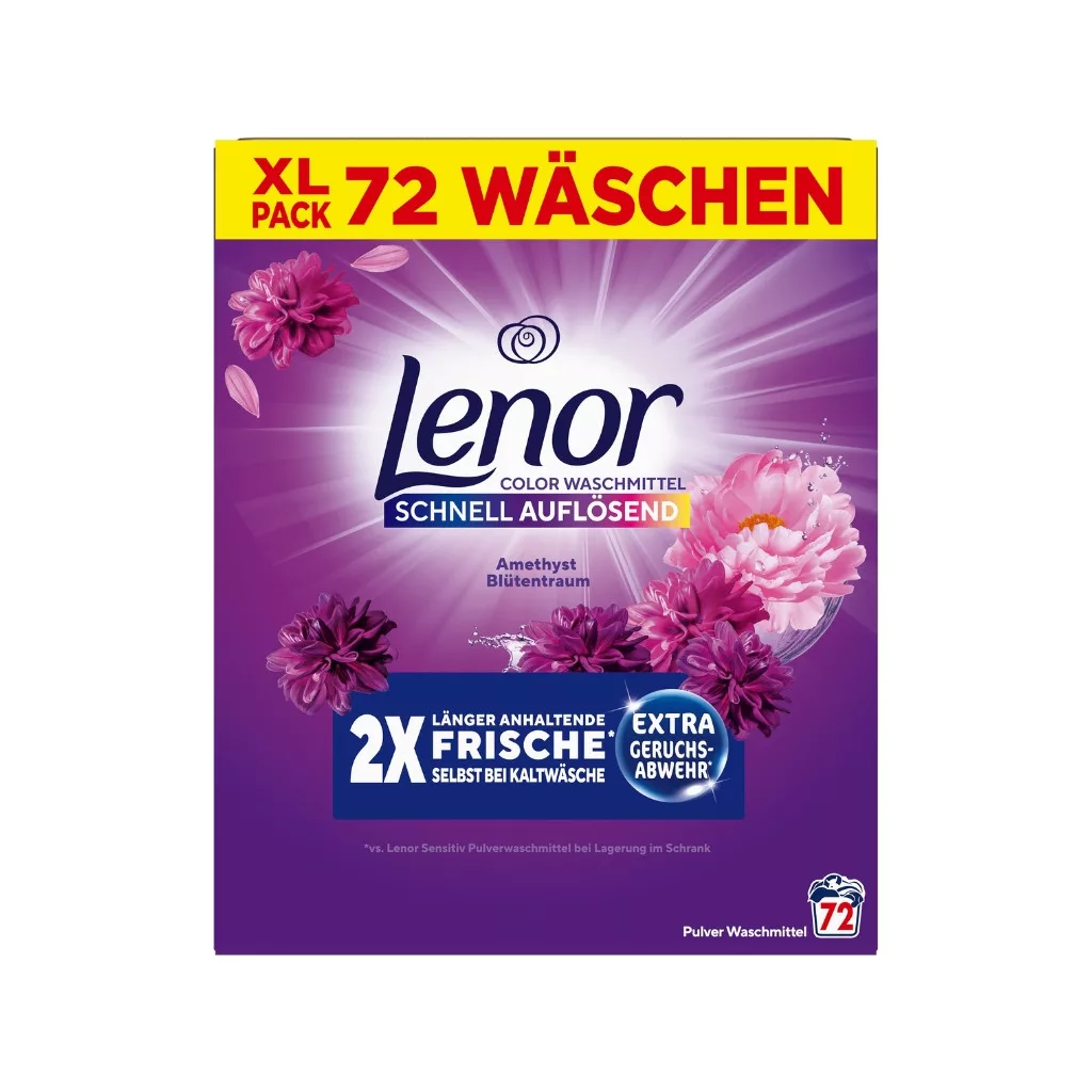 Lenor Amethyst Flower Bloom Color Gyorsan Oldódó Mosópor 2x3,6 kg (144 mosás)
