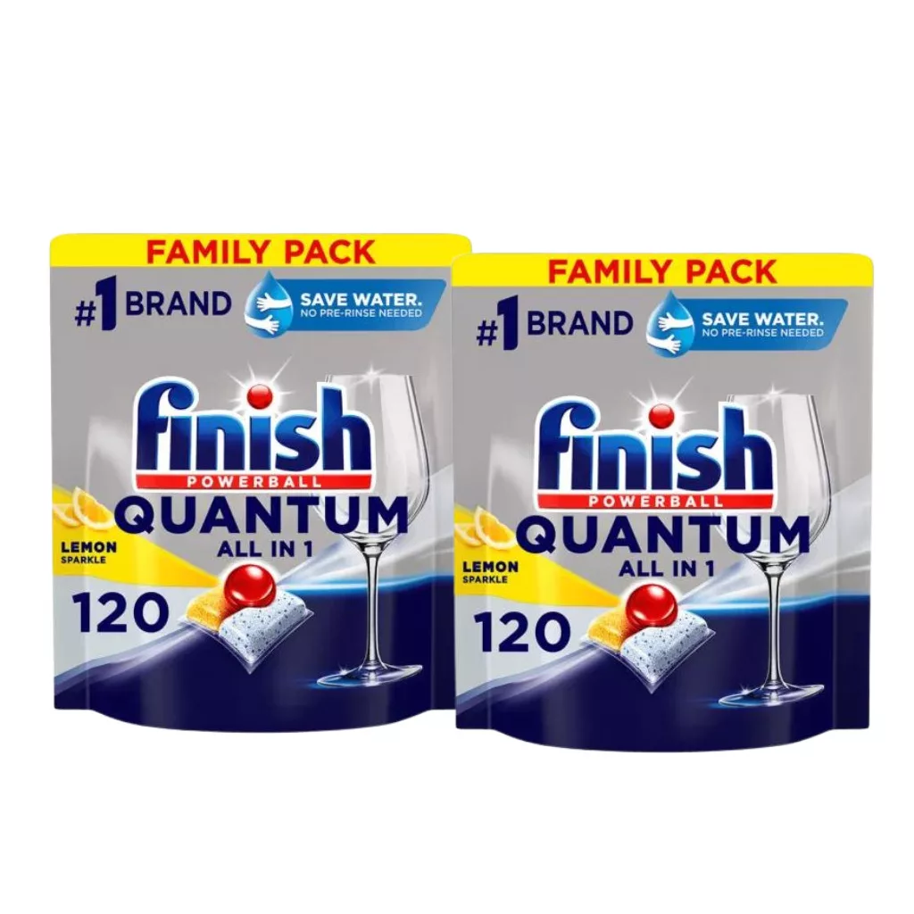 Finish Powerball Quantum All in 1 2x120 db kiszerelésű mosogatógép-kapszula, lemon